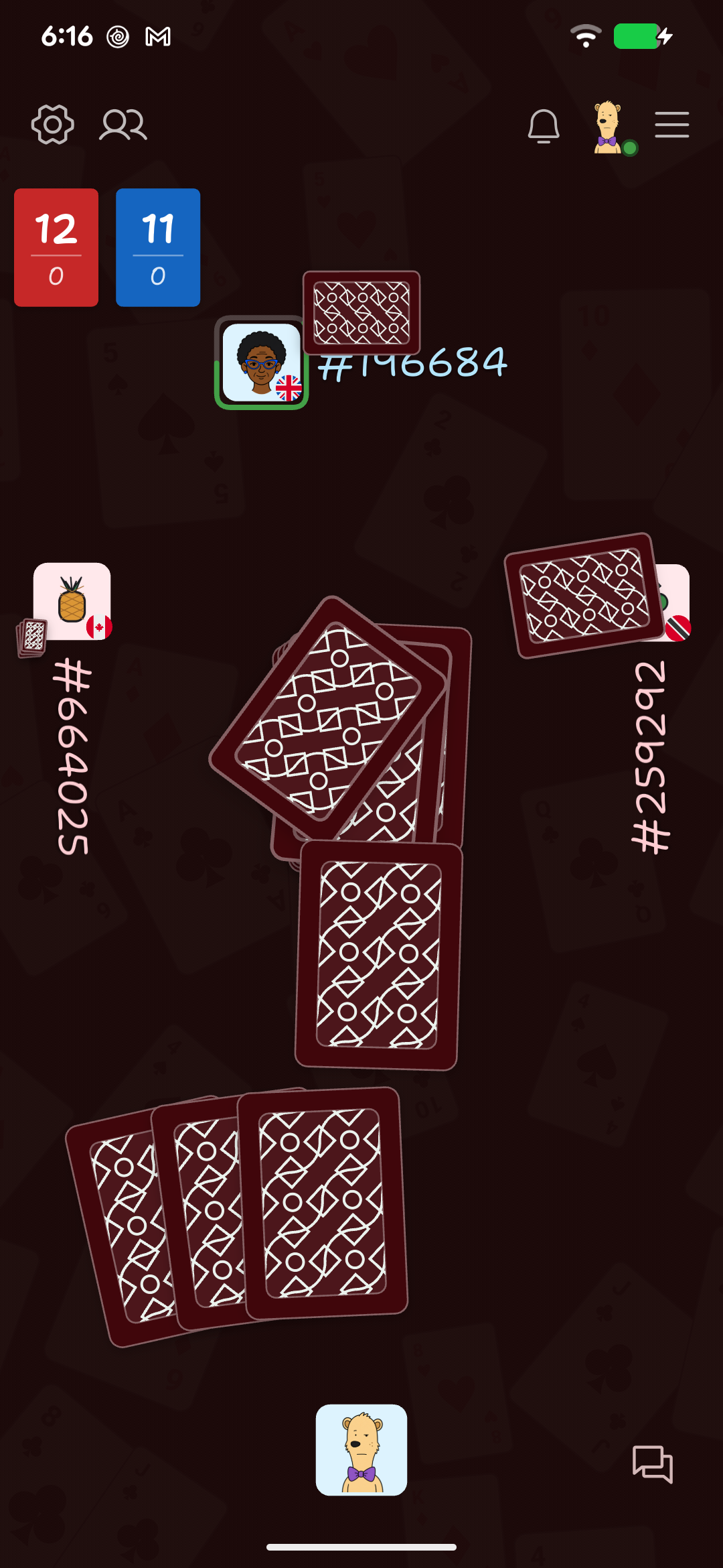 Repartiendo cartas en HangJack